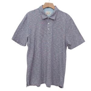 Faherty Sunwashed T-Shirt Polo Mens Large purple Striped Organic Cotton Soft